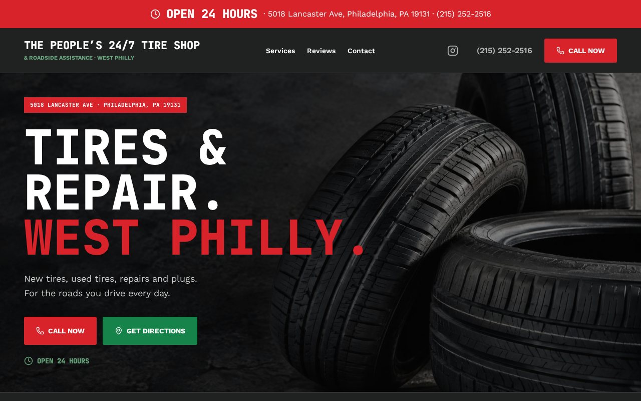 The People's 24/7 Tire Shop demo website